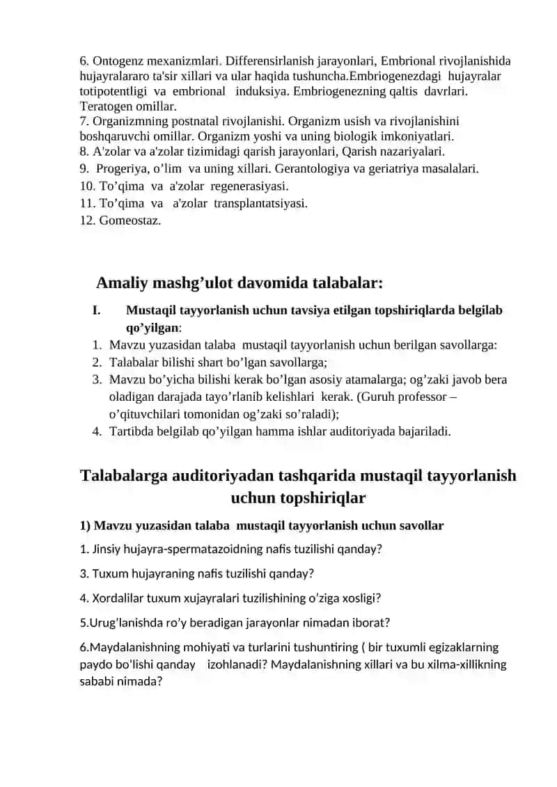 Proembrional rivojlanishning umumiy qonuniyatlari (Progenez) 2