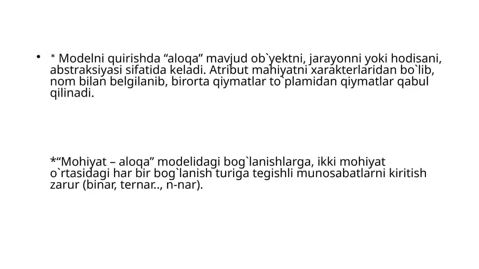 Ma’lumotlarbazasini loyihalash modeli 2