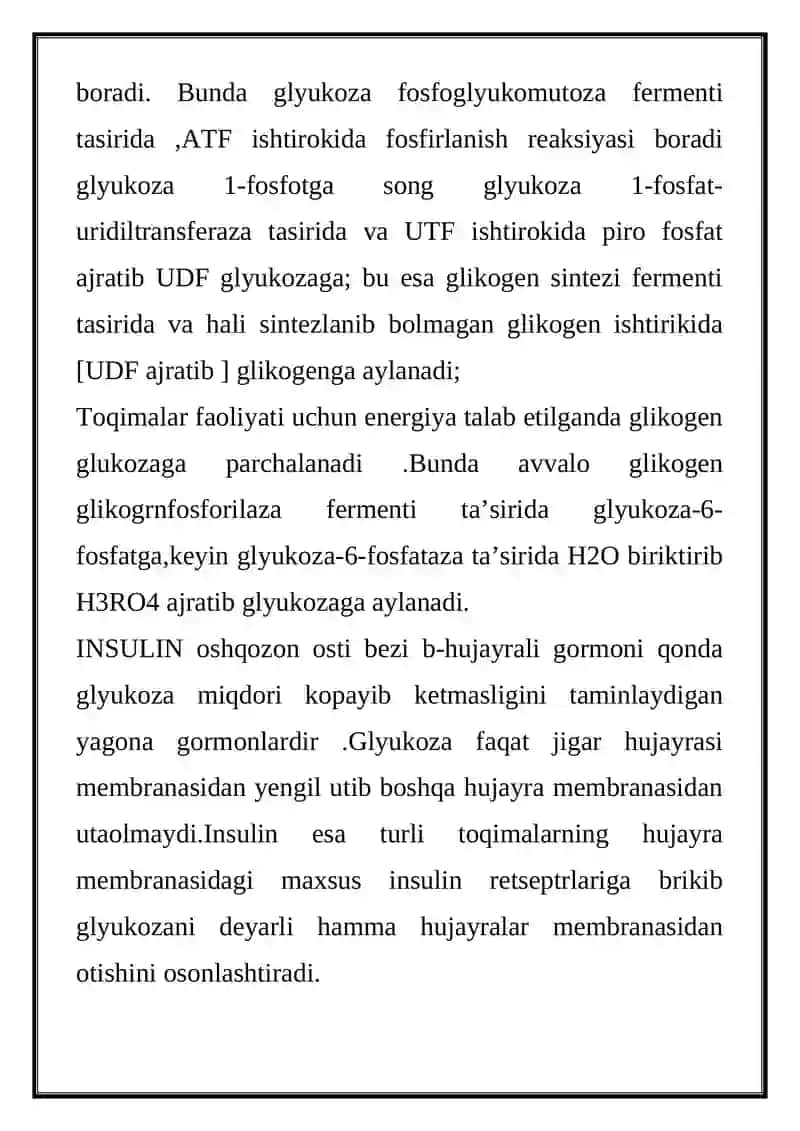 Glyukozani membrane orqali o’tkazilishi. 2