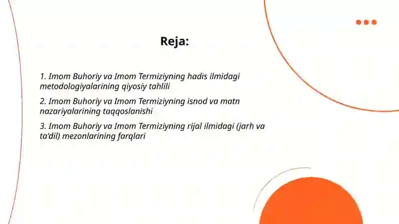 Imom Buhoriy va Imom Termiziyning hadis ilmiga qòshgan hissalarini qiyosiy tahlili 2