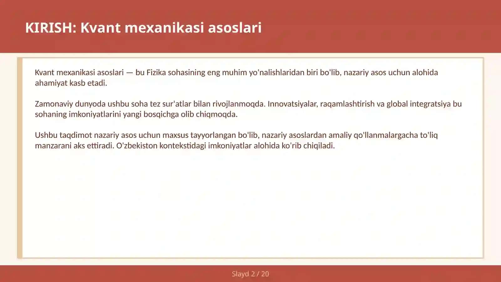 KVANT MEXANIKASI ASOSLARI 2
