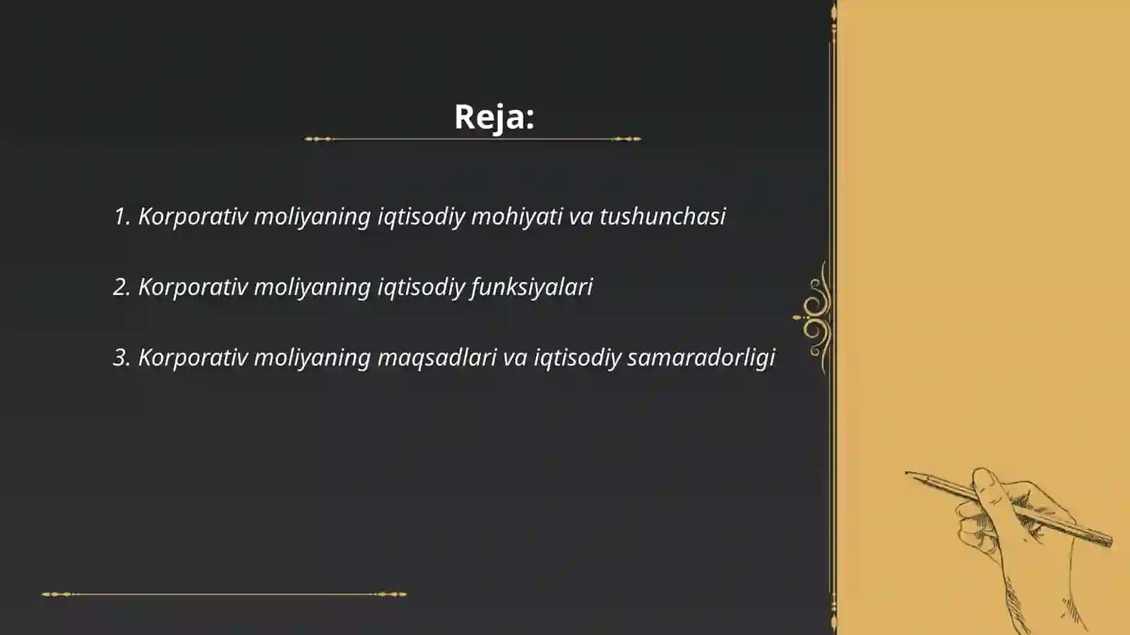 Korporativ moliyaning iqtisodiy mohiyati 2