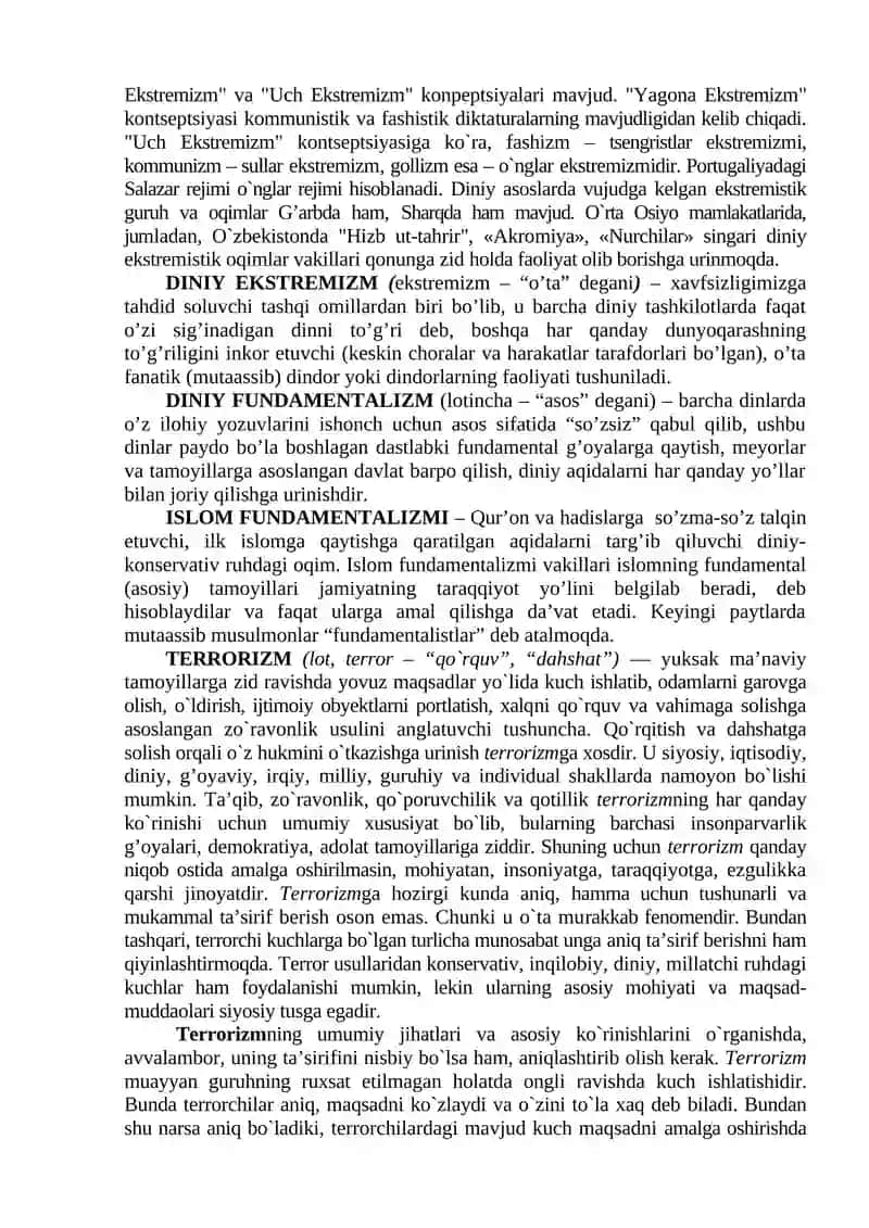 Diniy fundamentalizm, radikalizm va terrorizmning tarixi va yo`nalishlari 2