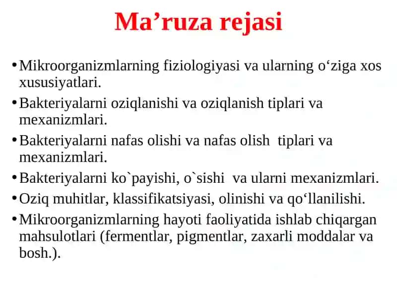 Bakteriyalar fiziologiyasi 2