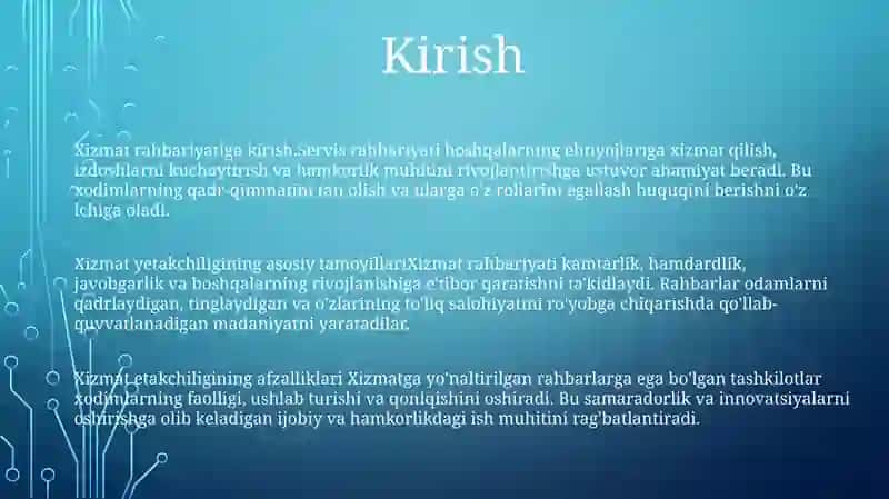 Xizmat KoʻRsatishni Boshqarish 2