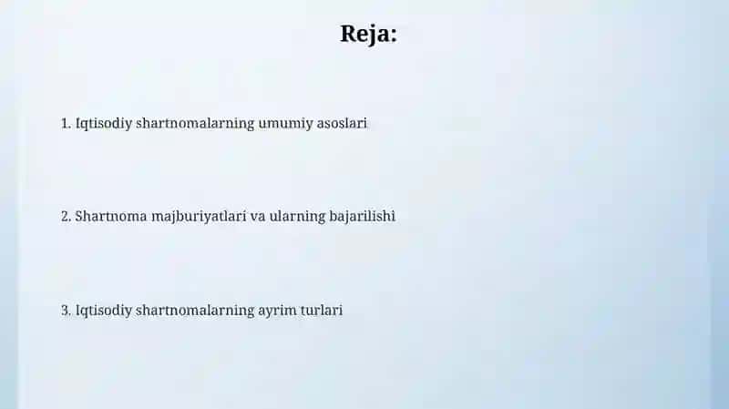 Xo‘jalik shartnomalarining turlari: amaldagi qonunchilik asosida tahlil 2