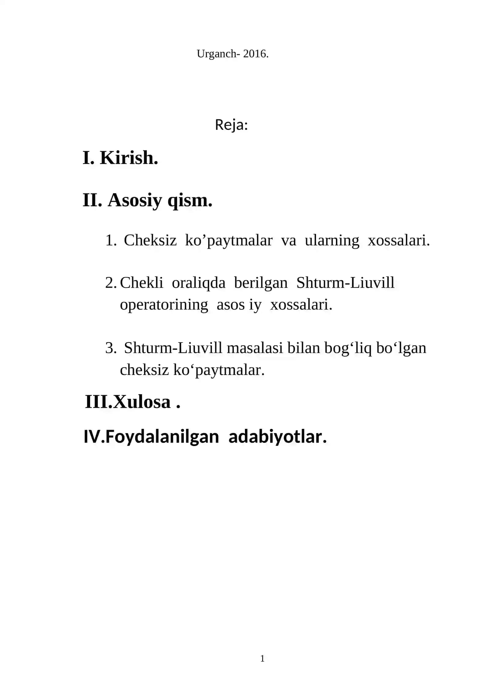 Shturm-Liuvill masalasi bilan bog’liq bo‘lgan cheksiz ko‘paytmalar 2