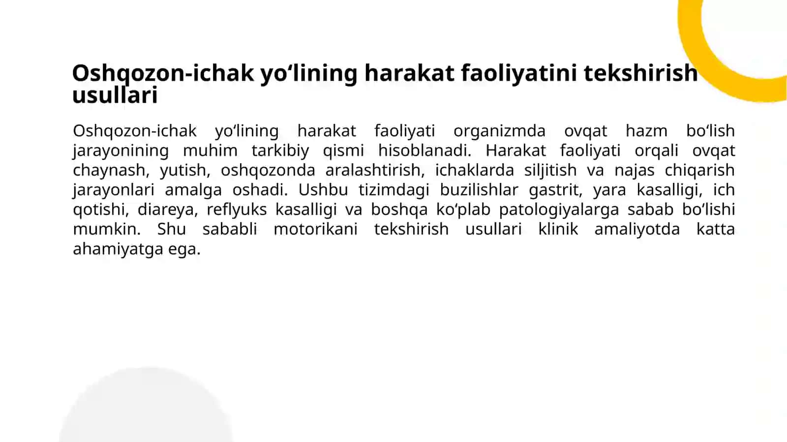 Oshqozon-ichak yo‘lining harakat faoliyatini tekshirish usullari 2