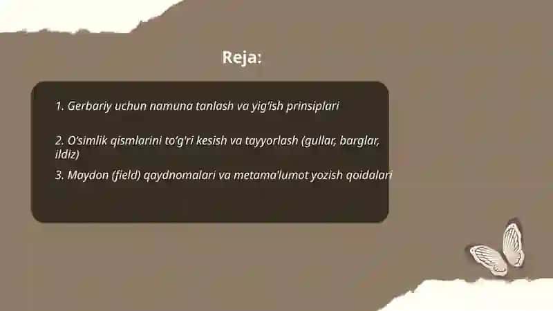 Gerbariy tayyorlash va tayyorlash usullari haqida ma'lumot berish 2