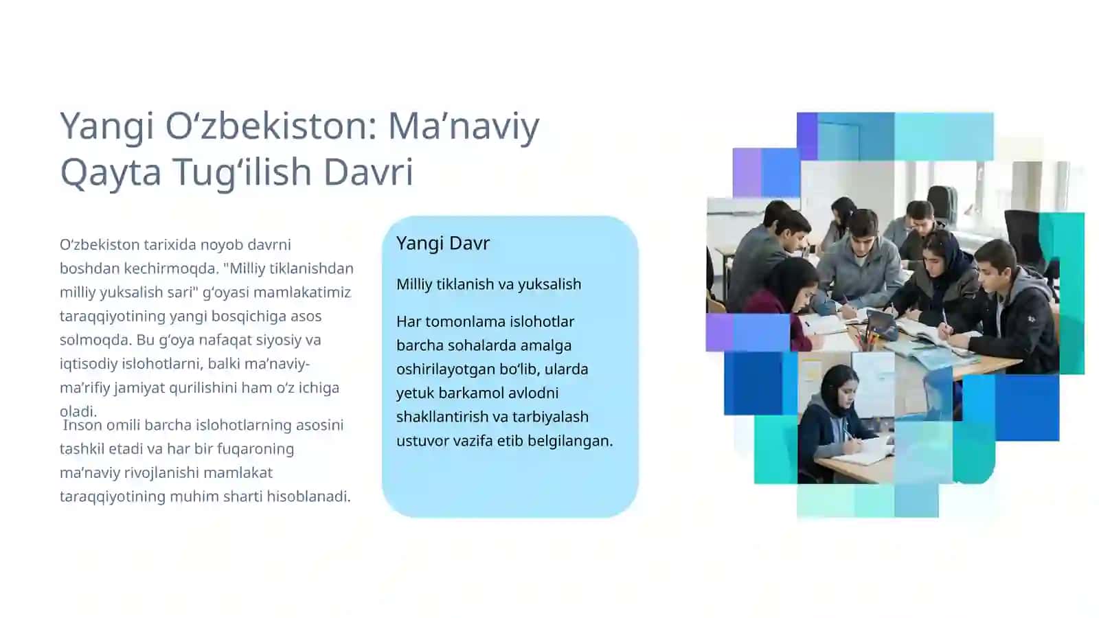 Yangi Oʻzbekistonda Maʼnaviy Oʻzgarishlar: Milliy Yuksalish Sari Intilish 2