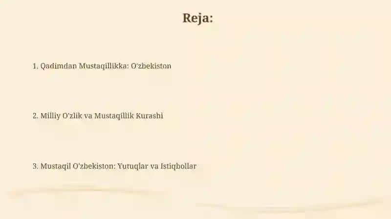 Oʻzbekistonning qadimgi davrdan mustaqilikacha bo'lgan vaqtagi mustaqillik gʻoyalari 2
