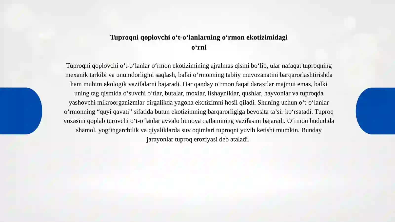 Tuproqning qoplovchi o't-o'lanlarning ekologik ahamiyati 2