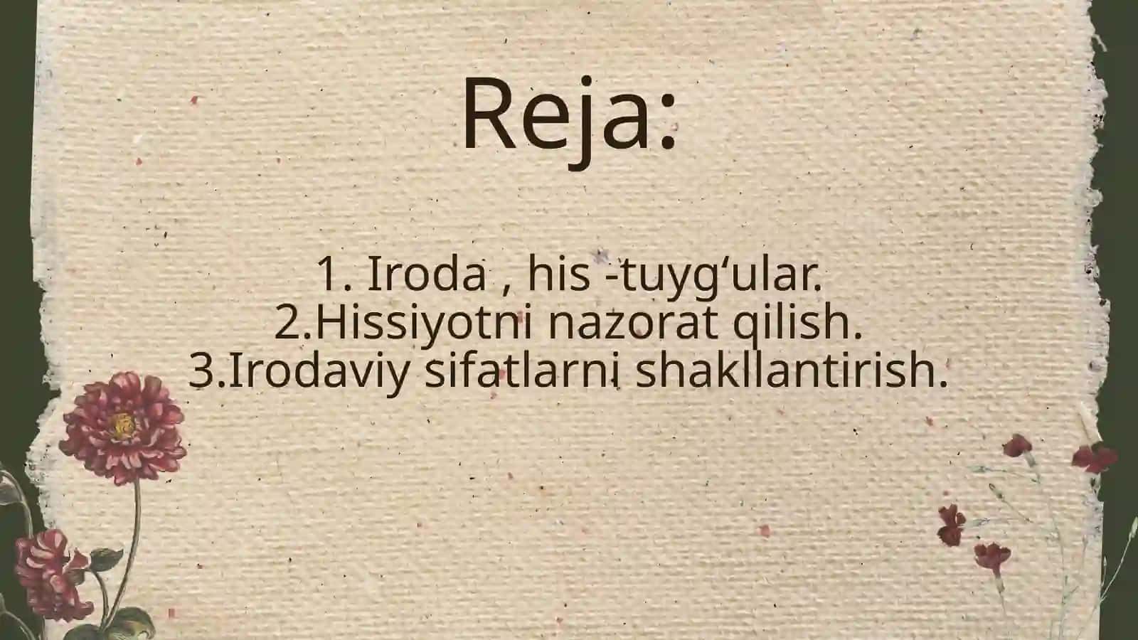 Iroda, his- tuygʻular oʻrtasdagi bogʻliqlik, hissiyotni nazorat qilish va irodaviy sifatlarni shakllantirish mexanizmi 2