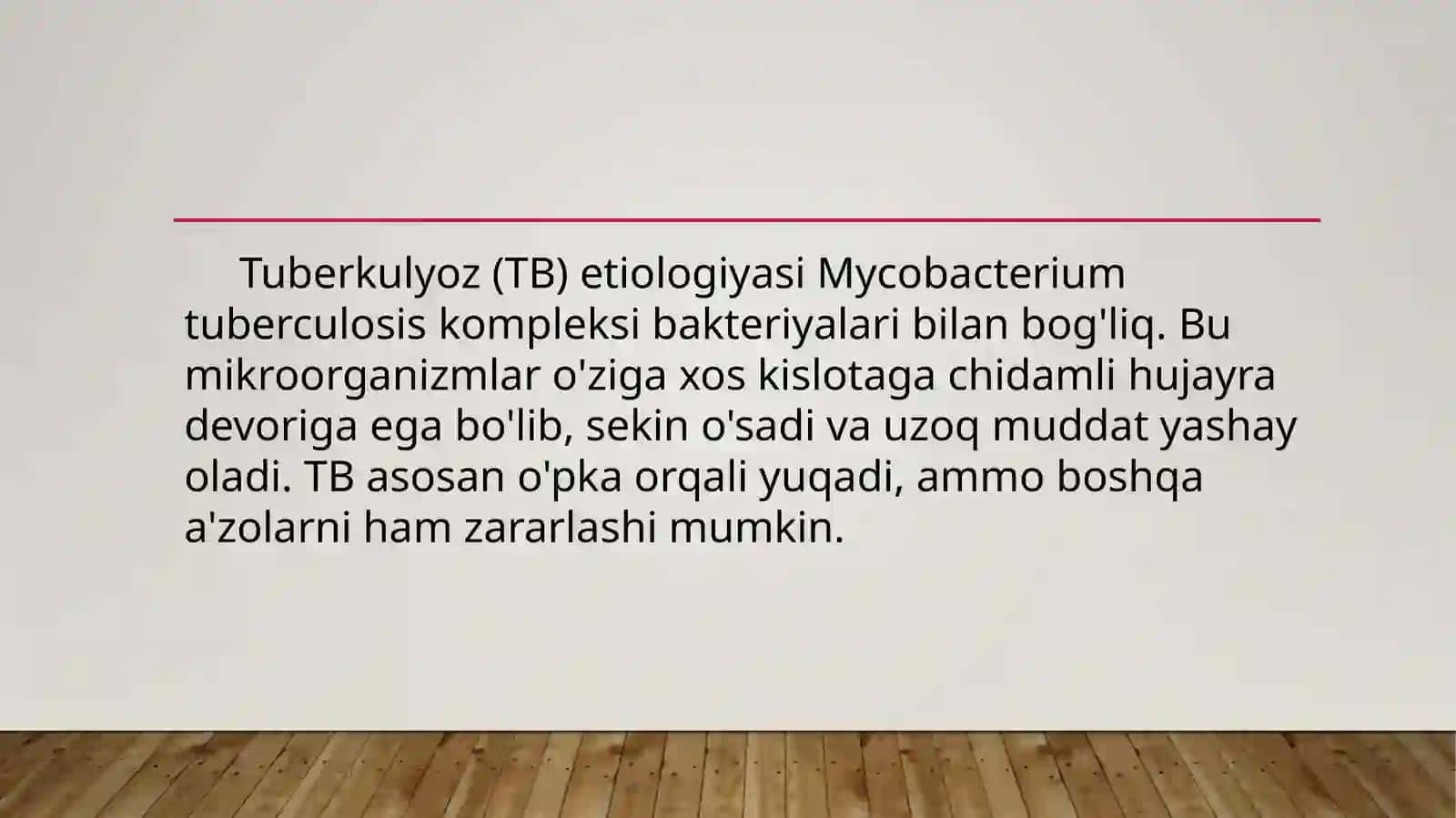 Tuberkulyozetiologiyasi va dorilarga chidamli turlari 2