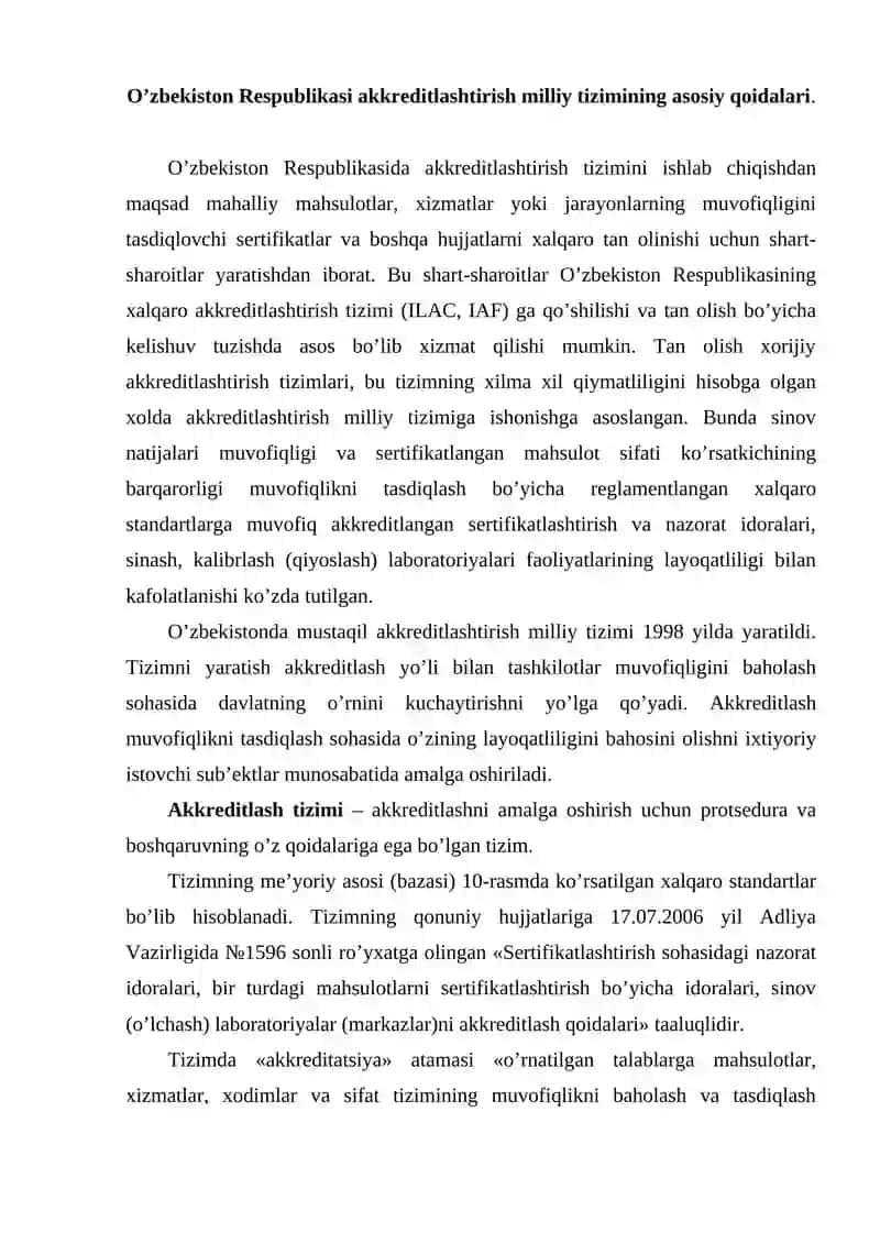 O’zbekiston Respublikasi akkreditlashtirish milliy tizimi 2