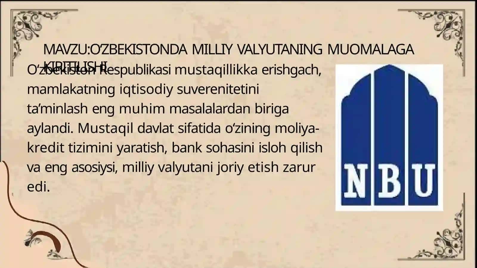 O‘ZBEKISTONDAMILLIYVALYUTANINGMUOMALAGAKIRITILISHI 2