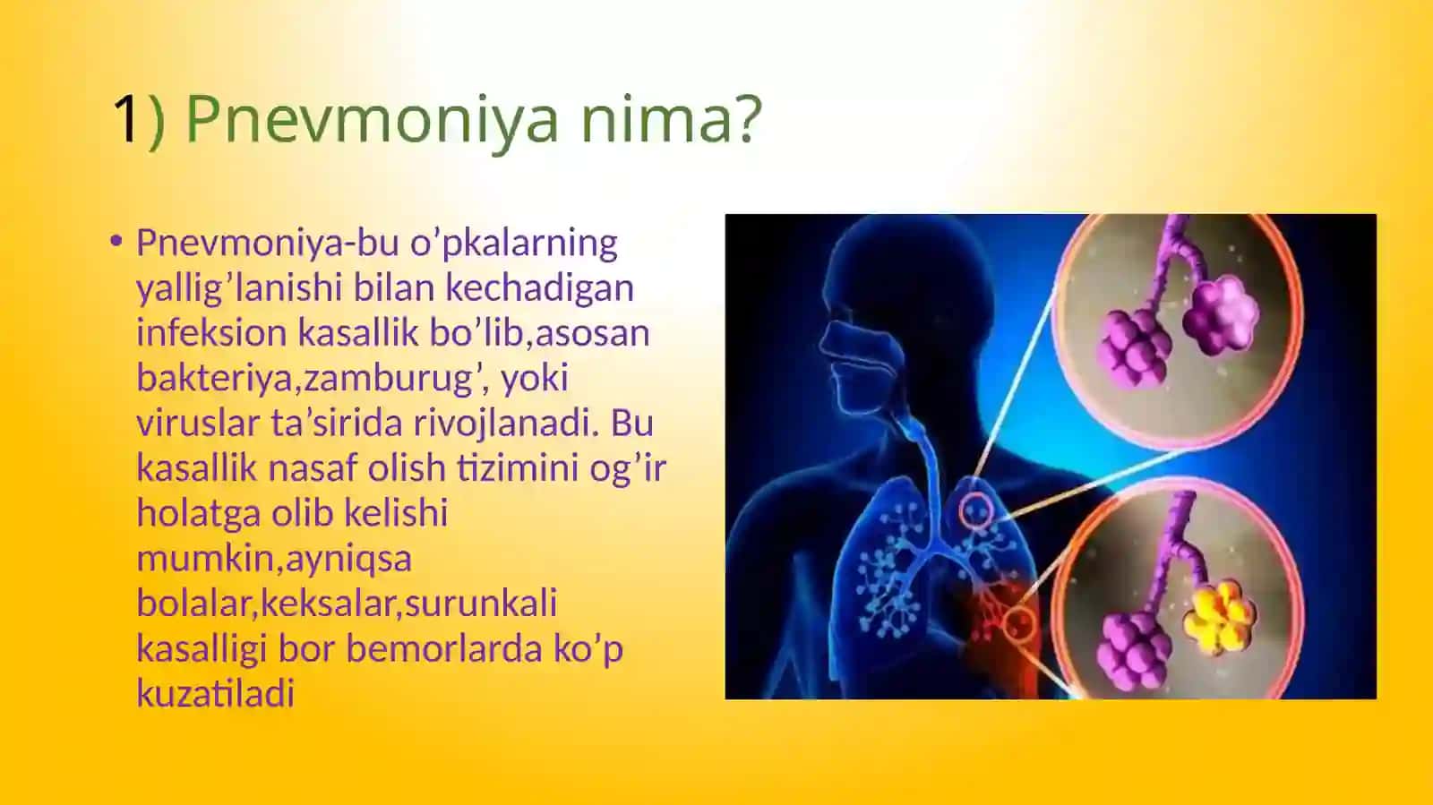 Pnevmoniyagachalingan bemorlargatez tibbiy yordam musullari 2