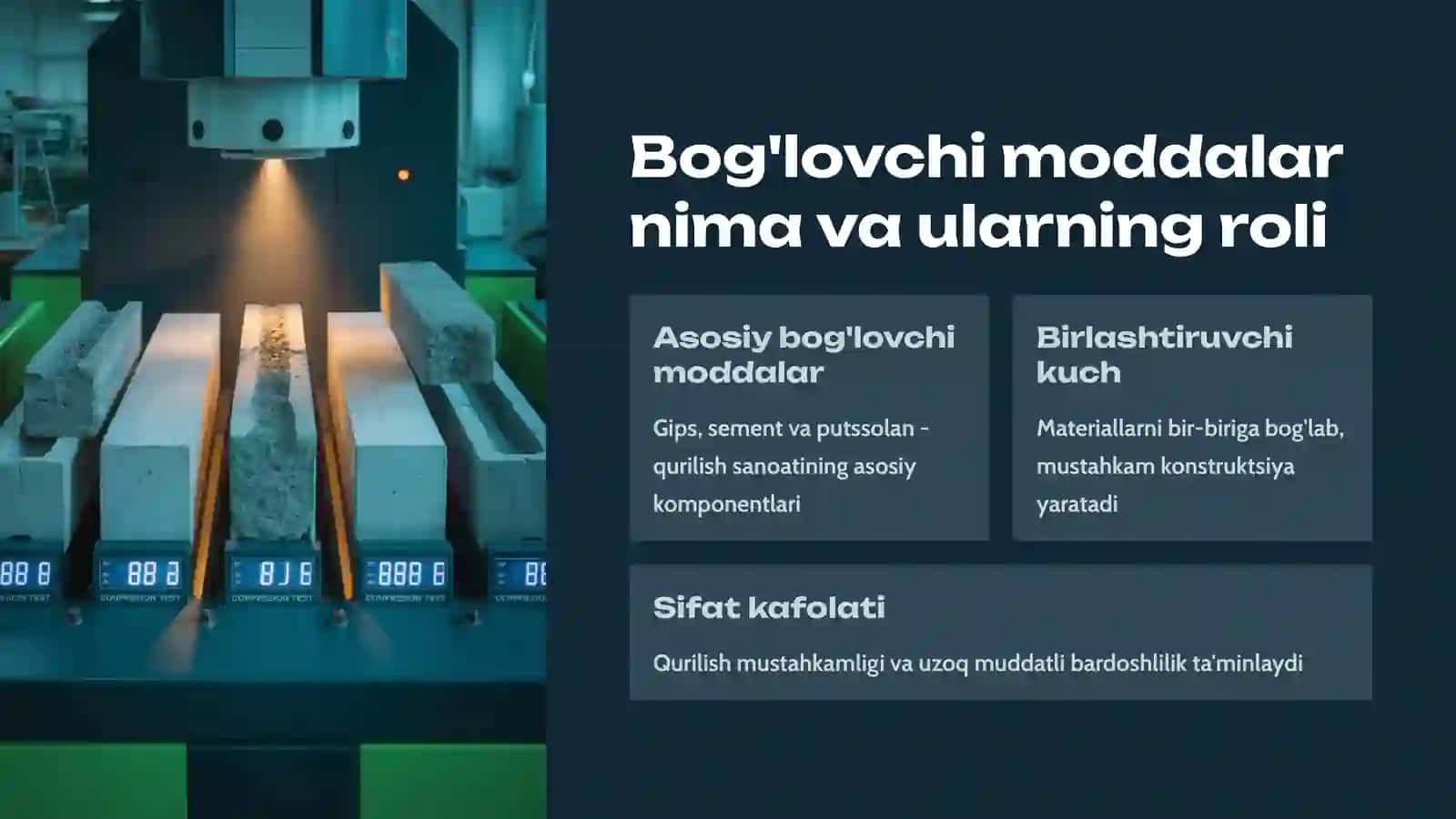 Gipssementputssolan bog‘lovchi moddalarning xususiyatlari 2