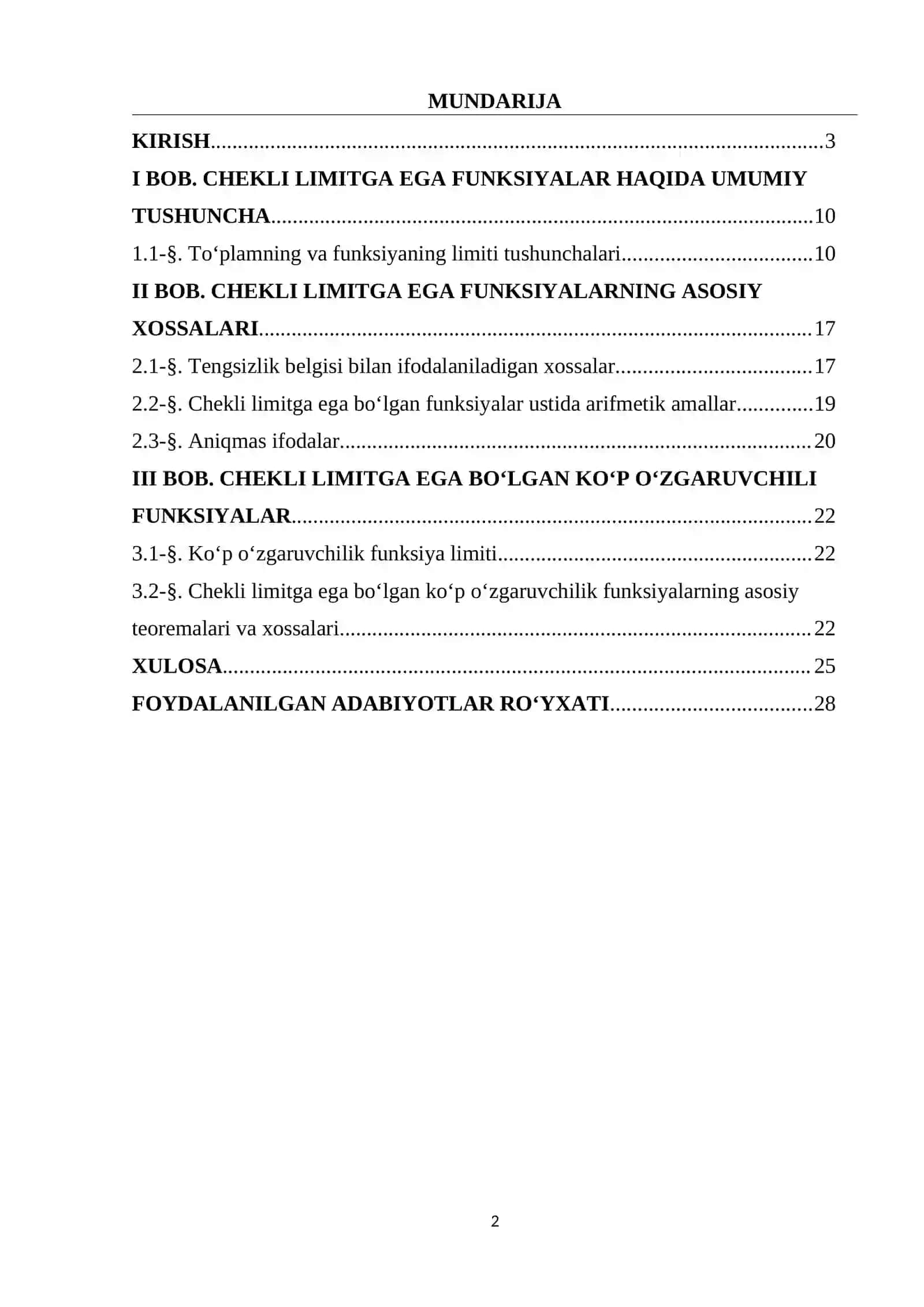 Chekli limitga ega bo‘lgan funksiyalar 2