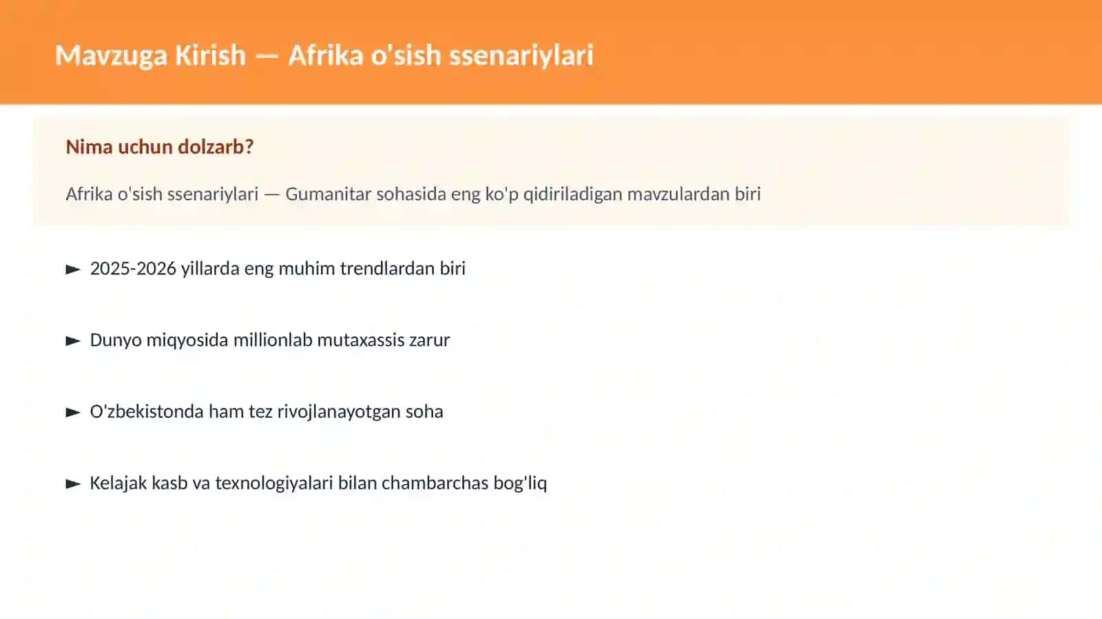 Afrika o'sish ssenariylari 2