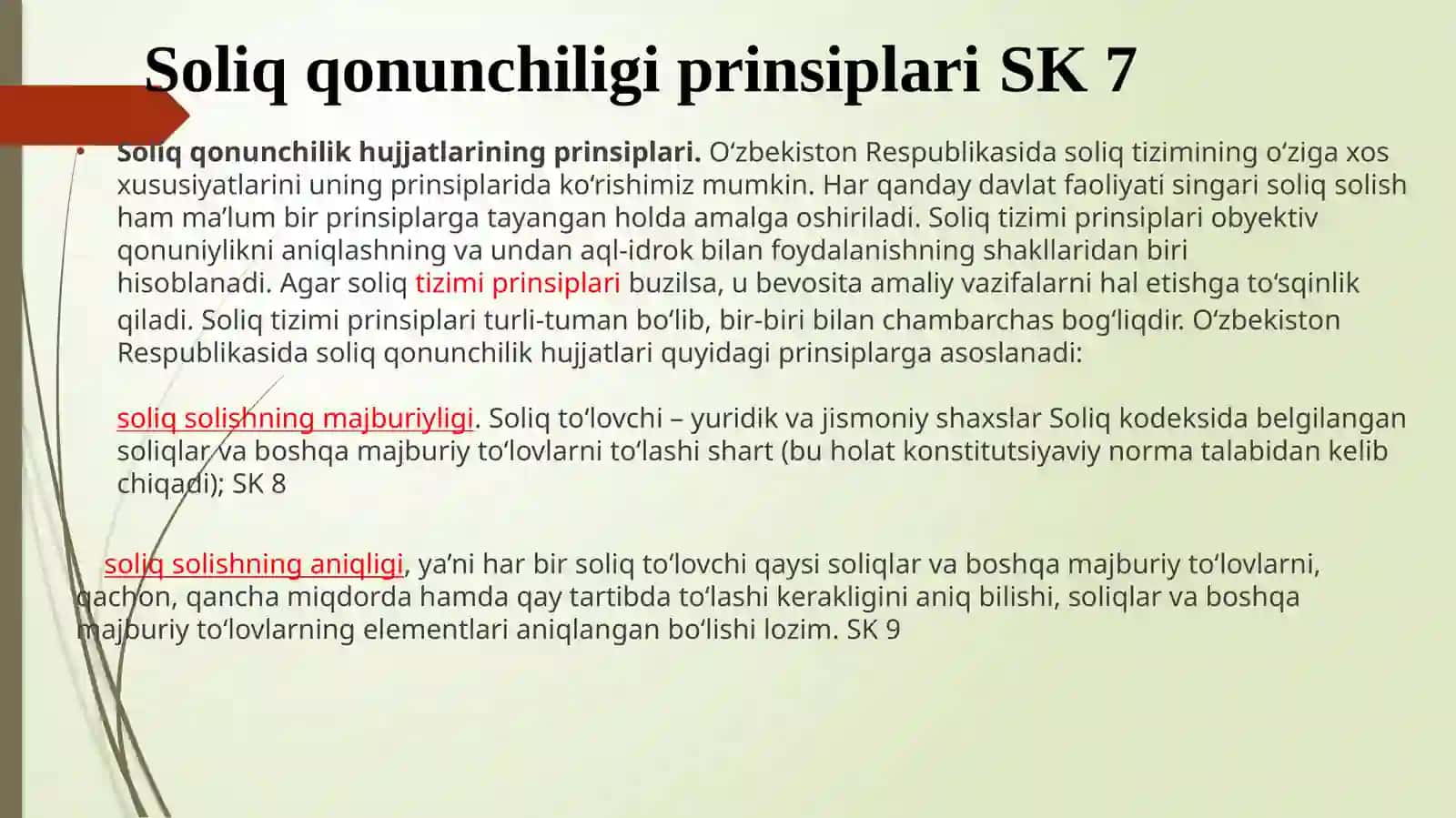 Soliq qonunchiligi prinsiplari 2