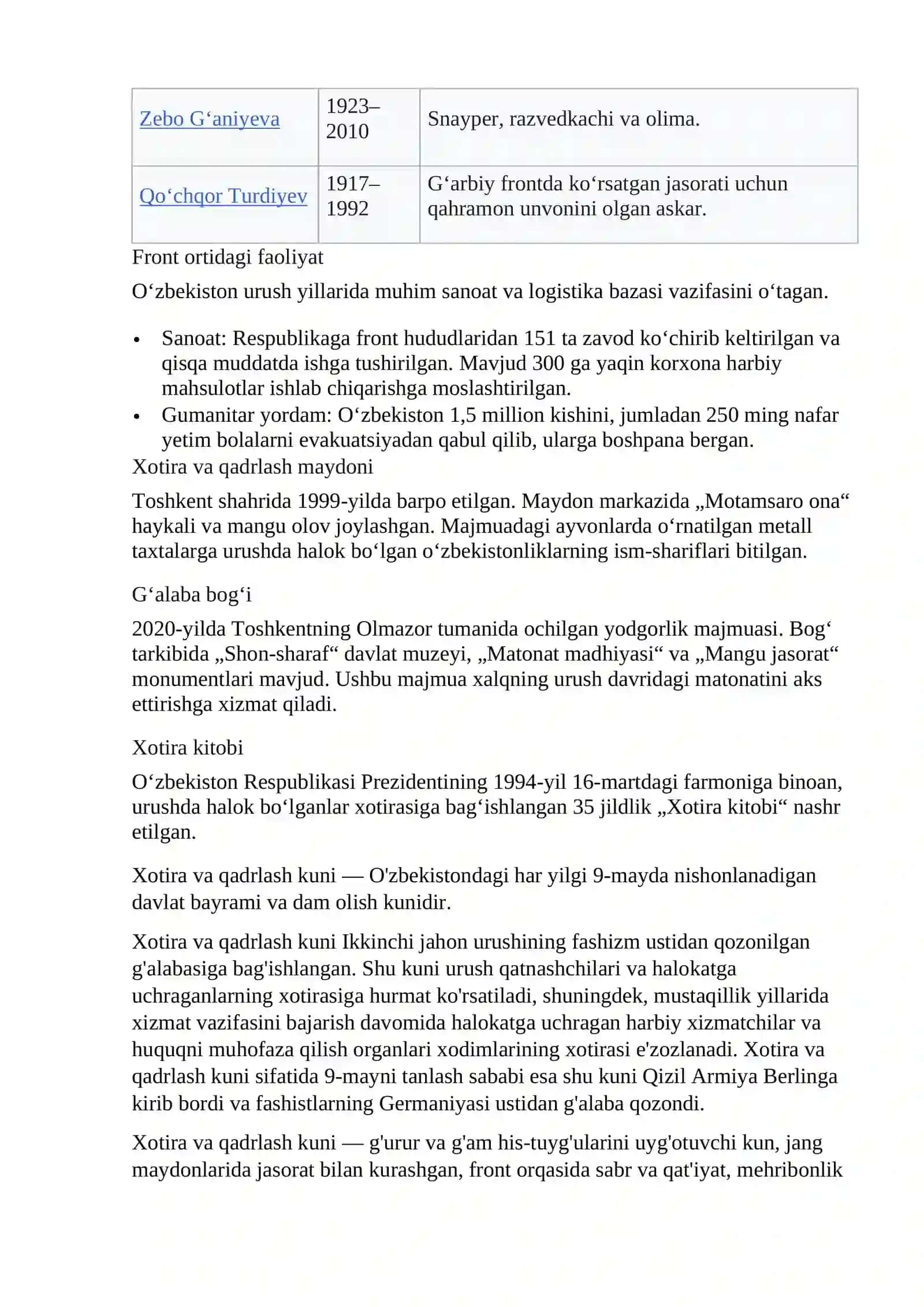 Xotira va qadrlash kuni 2