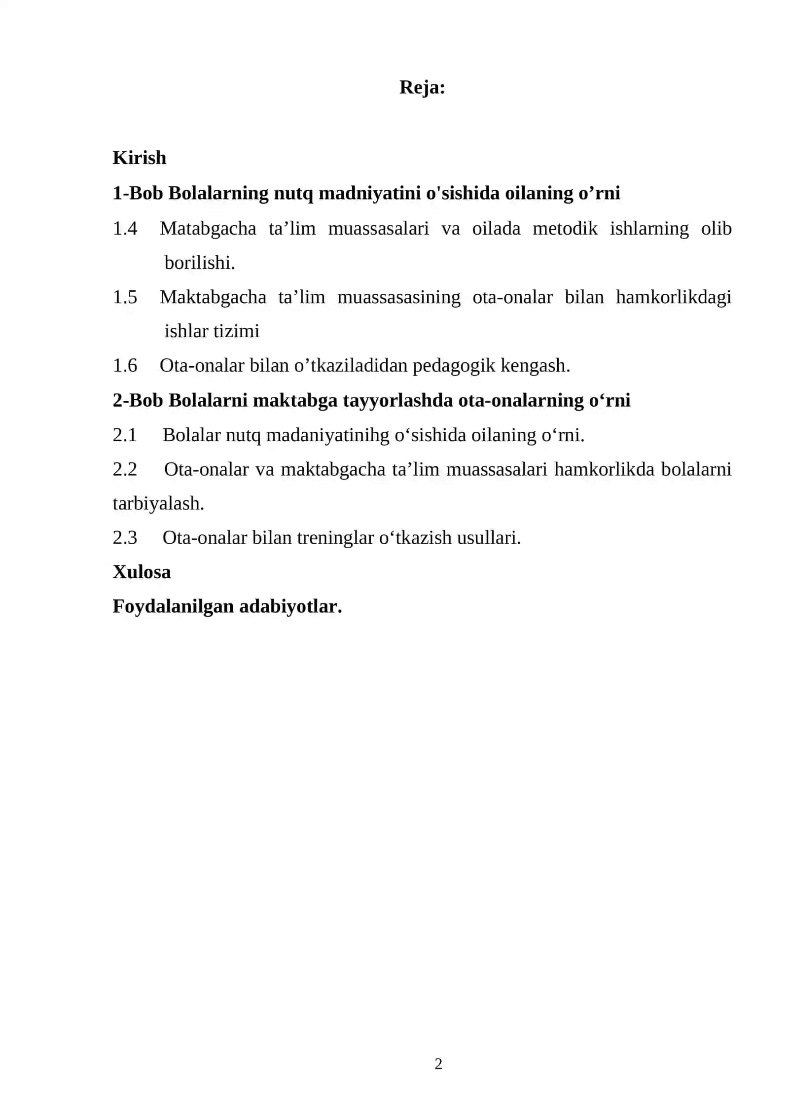 BOLALARNING NUTQ MADNIYATINI O'SISHIDA OILANING O’RNI 2