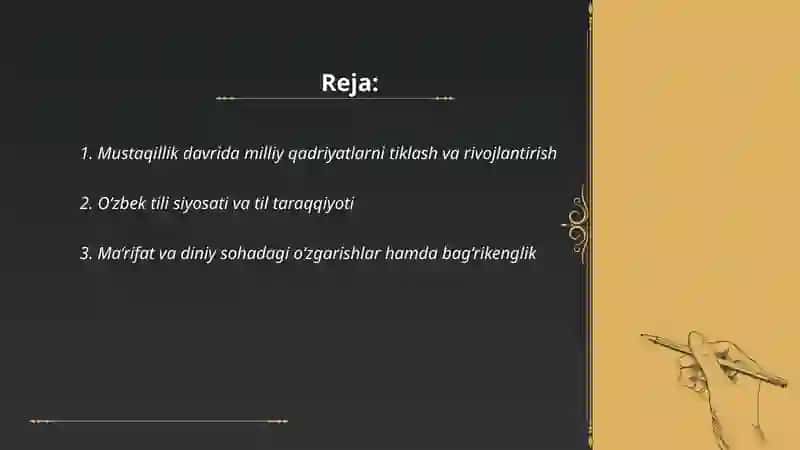 Mustaqillik yillarida O‘zbekistondagi ma’naviy va madaniy taraqqiyot 2