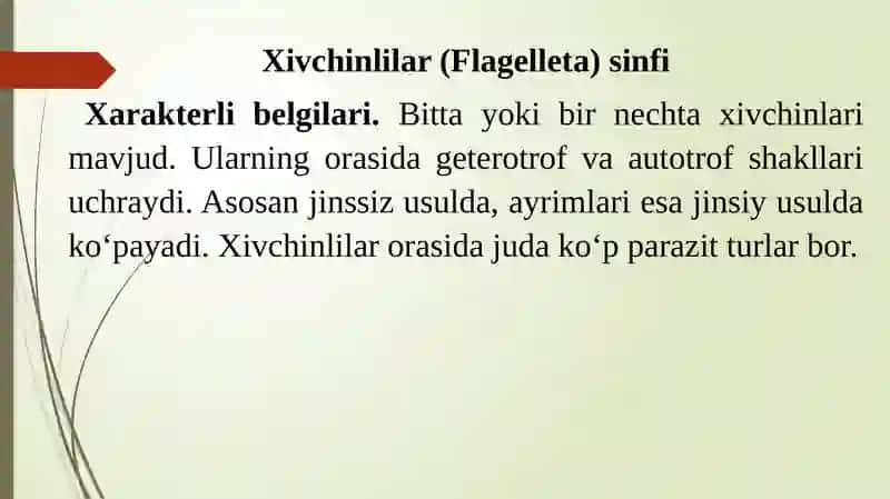 Xivchinlilar-odam parazitlari:Tripanasoma, leyshmaniya, trixomanada va lyambilya 2