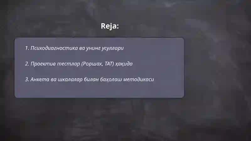 Психологик методикалар ҳақида 2
