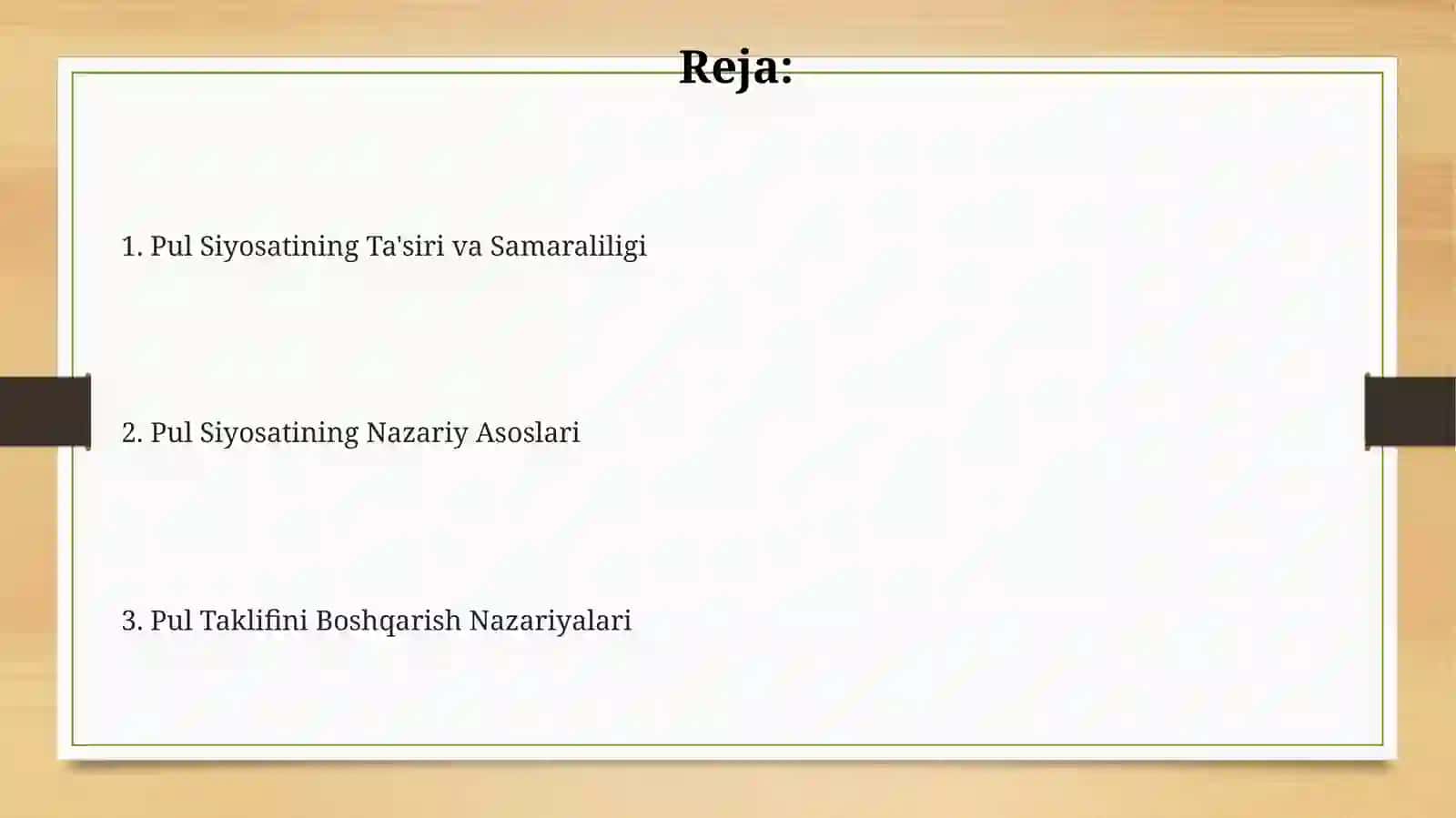 Pul Siyosatning Nazariy Asoslari 2