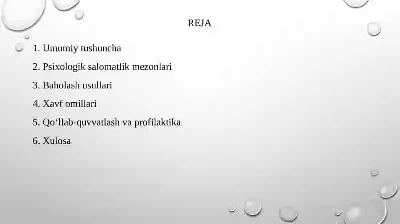 Psixologik Salomatlik mezonlari 2