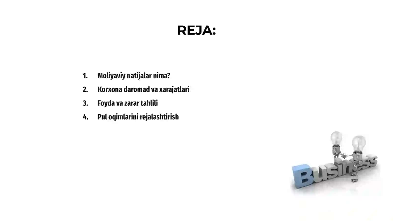 Korxona moliyaviy natijalari va pullarni rejalashtirish 2