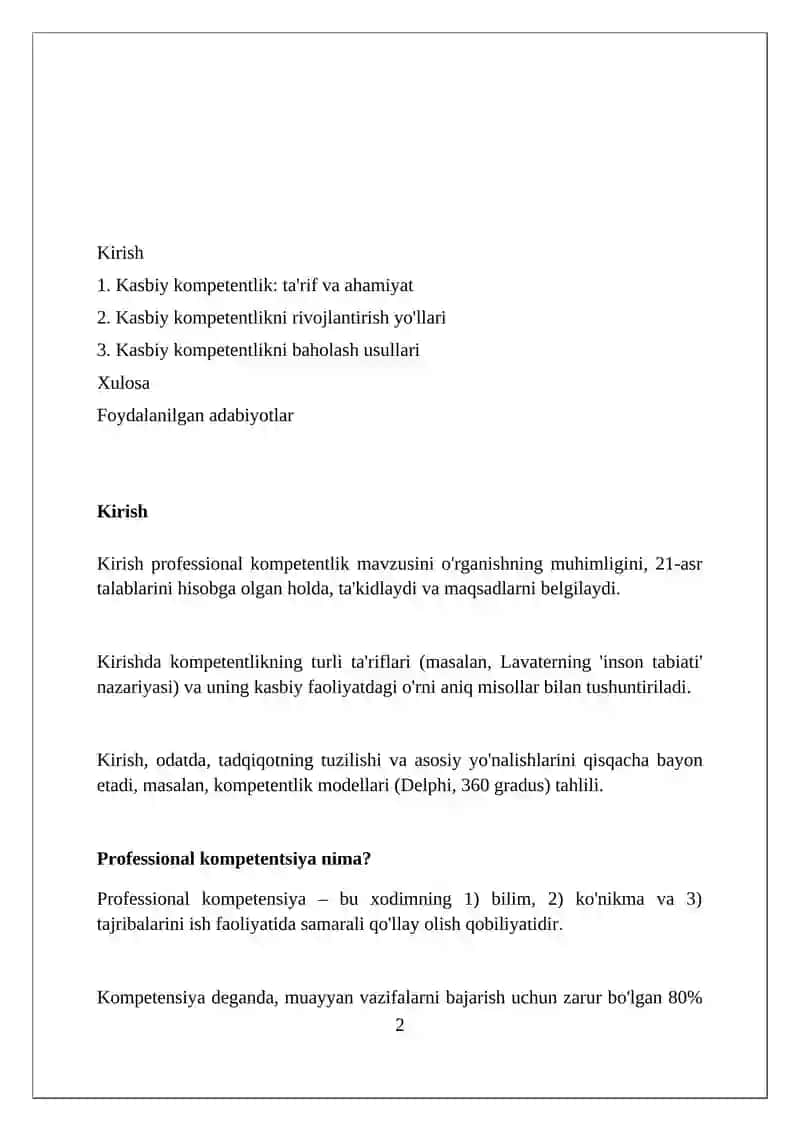 Kasbiy kompitentlik va unga nisbatan yondashuv 2
