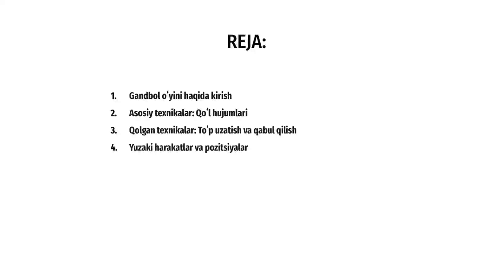 Gandbol oʻyini texnikasi va taktikasini tasnifi 2