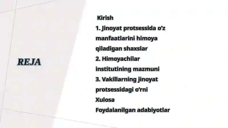 Jinoyatprotsessi o‘zmanfaatlarini himoya qiladigan shaxslar, himoyachilar va vakillar 2