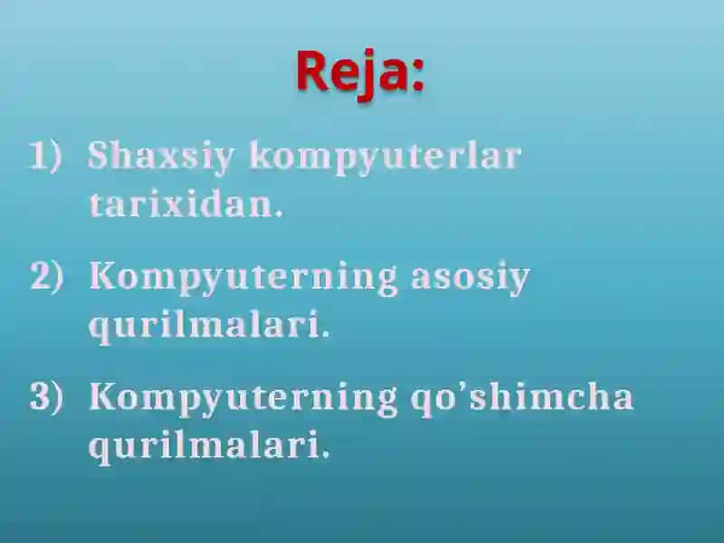 Kompyuterlarning texnik ta'minoti 2