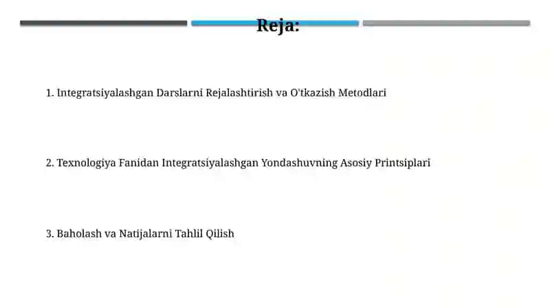 Integratsiyalashgan Darslarni Rejalashtirish va O'tkazish Metodlari 2