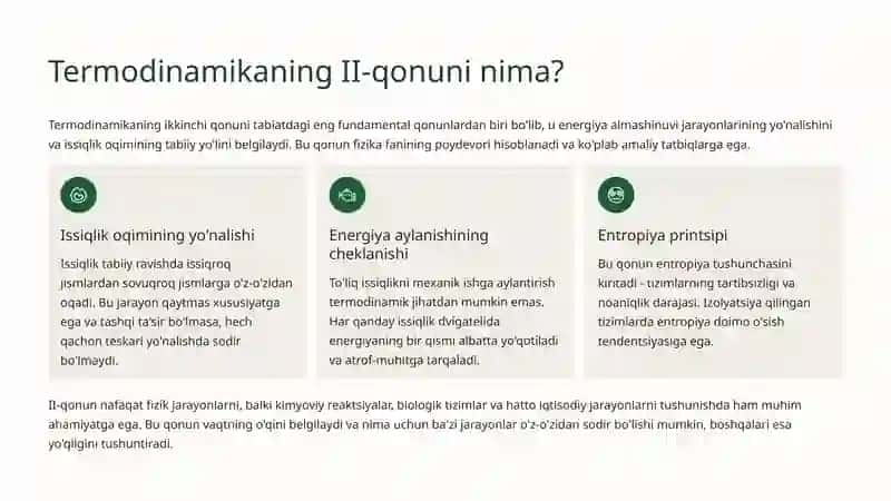 Termodinamikaning II-qonuni 2