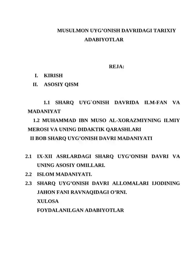 MUSULMON UYG’ONISH DAVRIDAGI TARIXIY ADABIYOTLAR 2