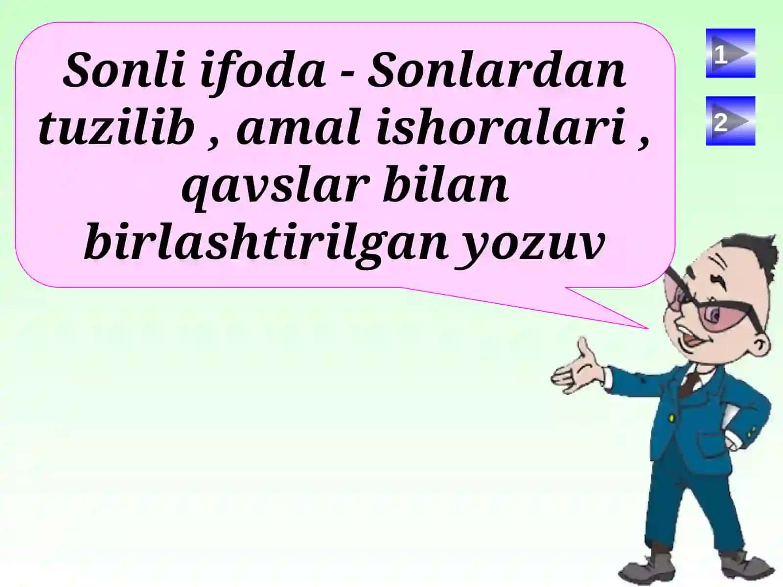 Sonli va harfiy ifodalar 2