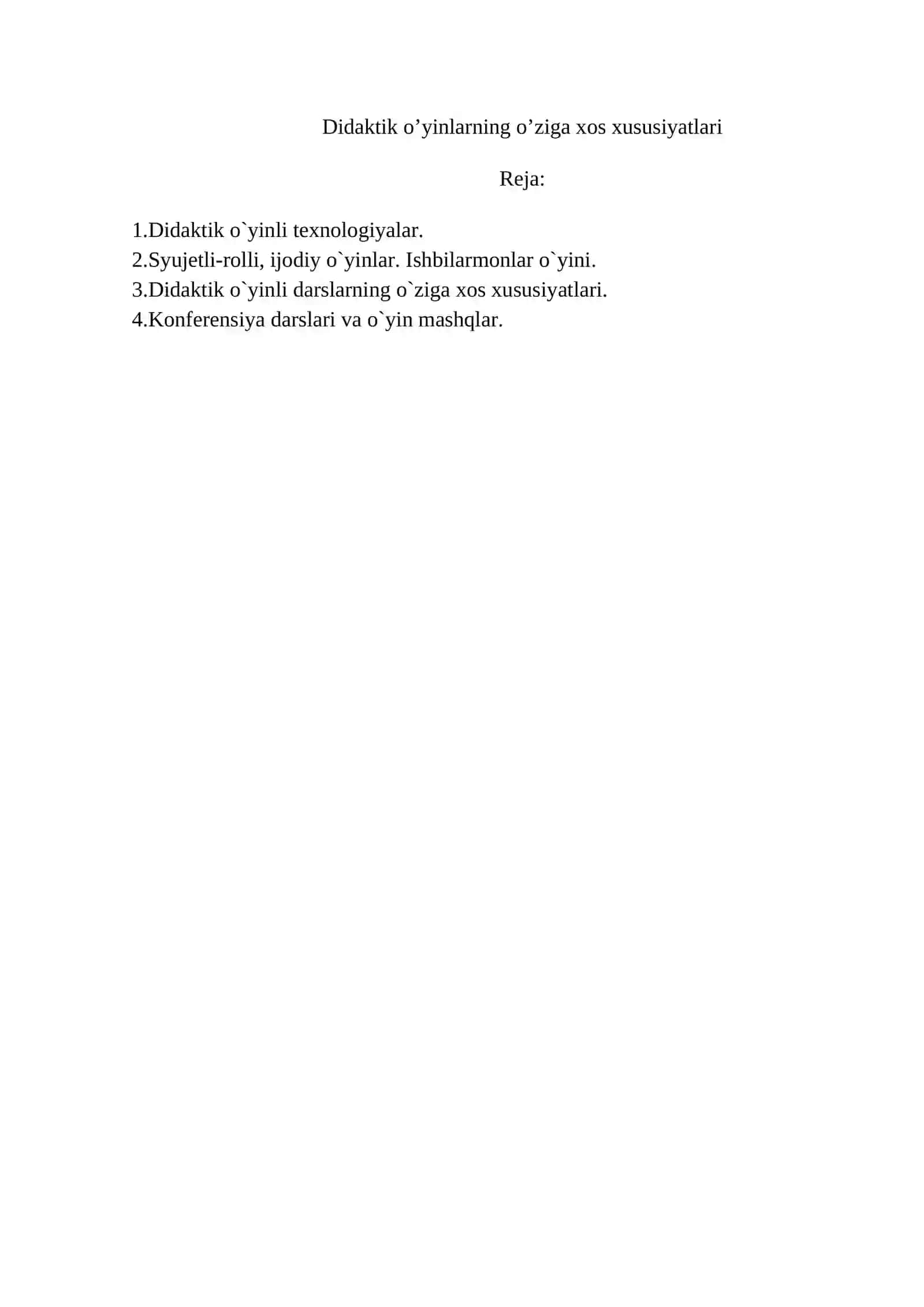 Didaktik o’yinlarning o’ziga xos xususiyatlari 2