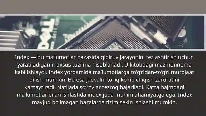 Index va uning samaradorligi 2