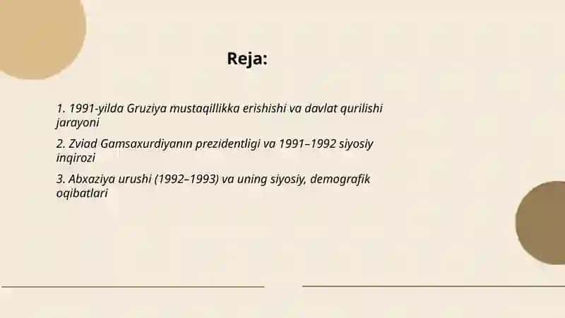 Gruziya davlati tarixi 1991-2025yillar 2