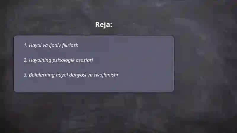 Hayol va Ijodiy Fikrlash 2