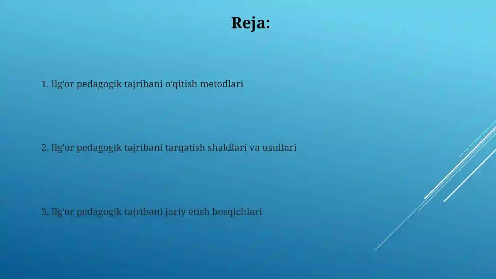 Ilg'or pedagogik tajribani o'rgatish metodikasi 2