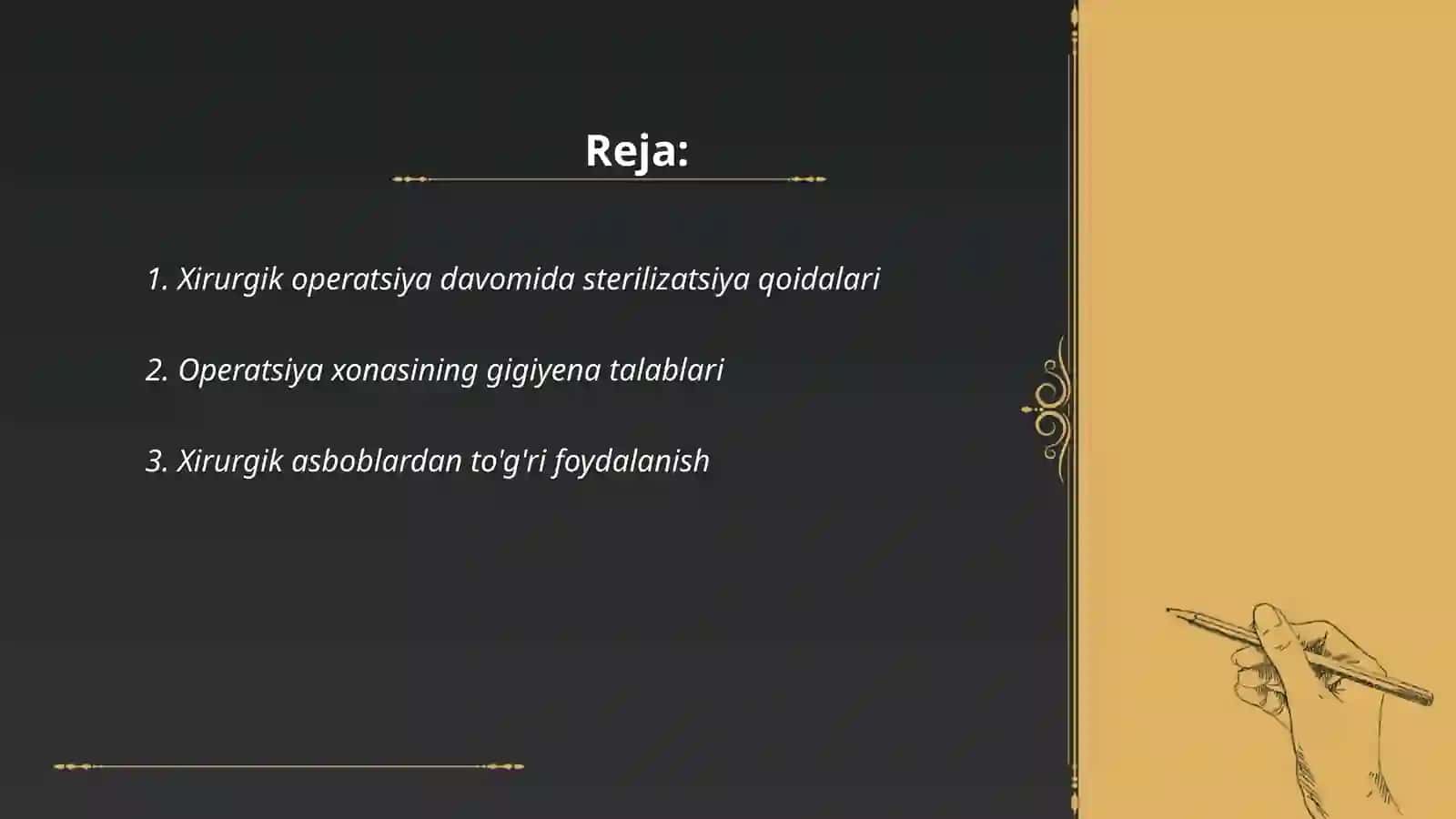 Xirurgik operatsiyalarni o'tkazish qoidalari 2