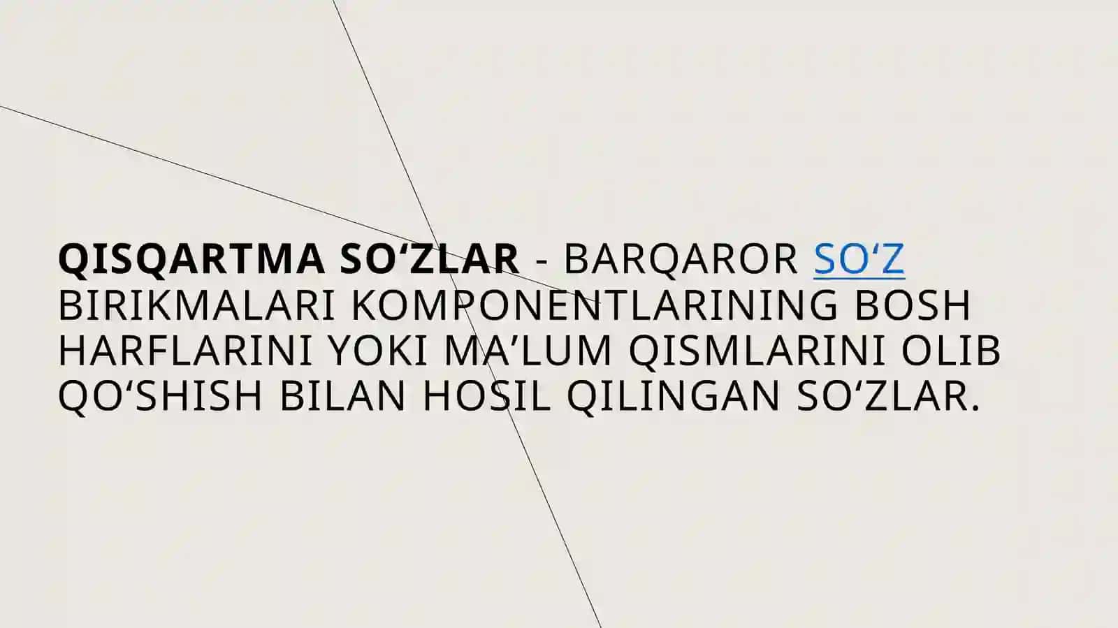 O’zbek tilidagi qisqartma so’zlarning lingvistik bazasini yaratish 2