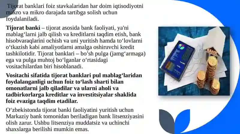 Tijorat banklarining foiz siyosatini rivojlantirish 2