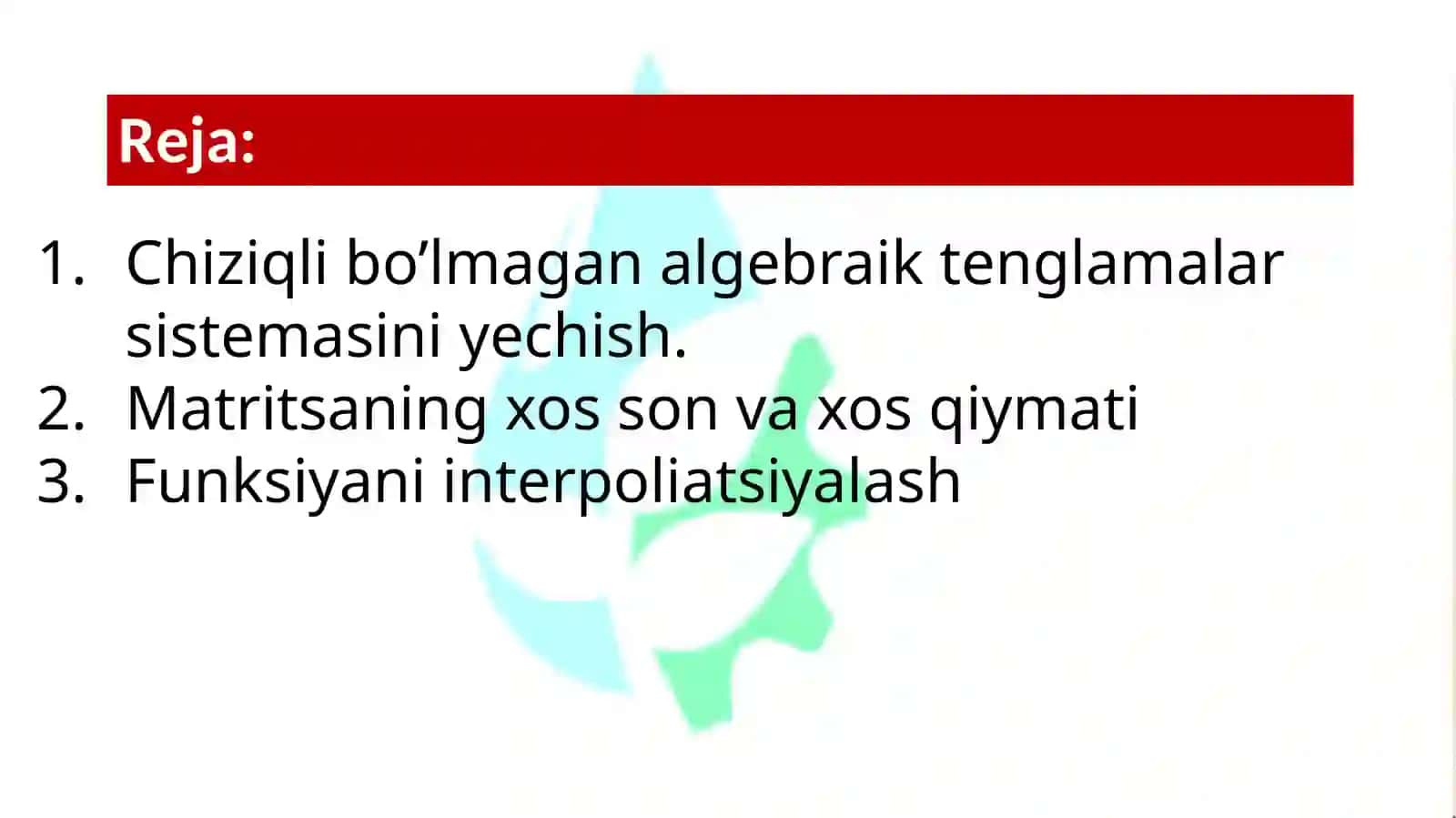 Chiziqli boʻlmagan tenglamalar siste-masini taqribiy yechish 2